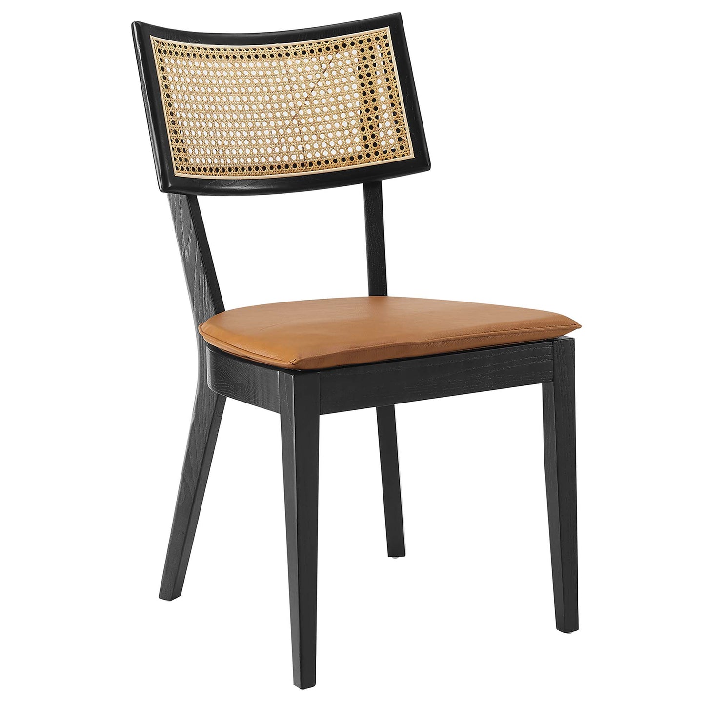 Caledonia Vegan Leather Upholstered Wood Dining Chairs Set of 2 by Furniture For America