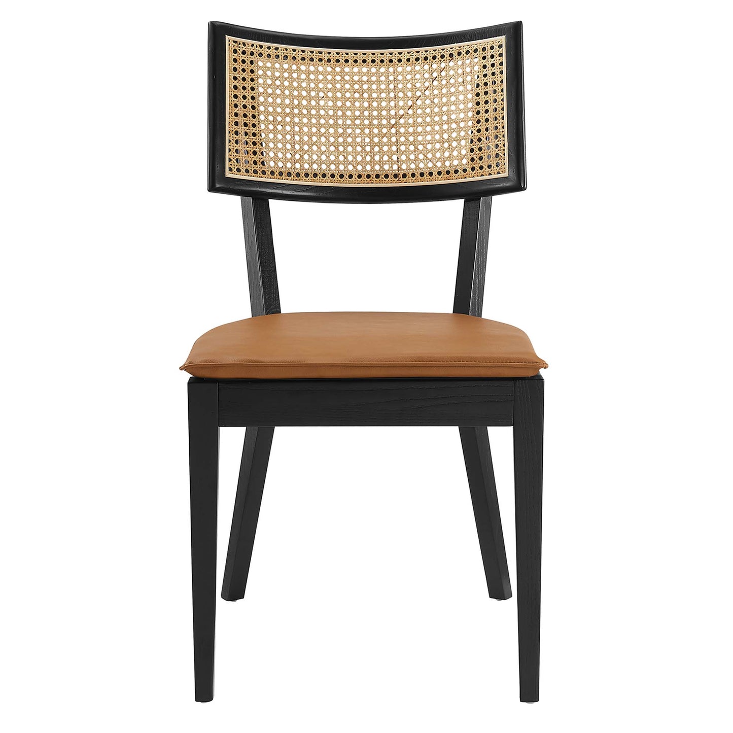 Caledonia Vegan Leather Upholstered Wood Dining Chairs Set of 2 by Furniture For America
