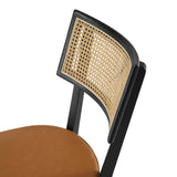 Bough Vegan Leather Upholstered Wood Dining Chairs Set of 2 in Black Tan