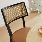Bough Vegan Leather Upholstered Wood Dining Chairs Set of 2 in Black Tan