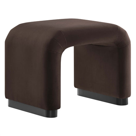 Koda Performance Velvet Waterfall Stool in Black Chocolate Brown