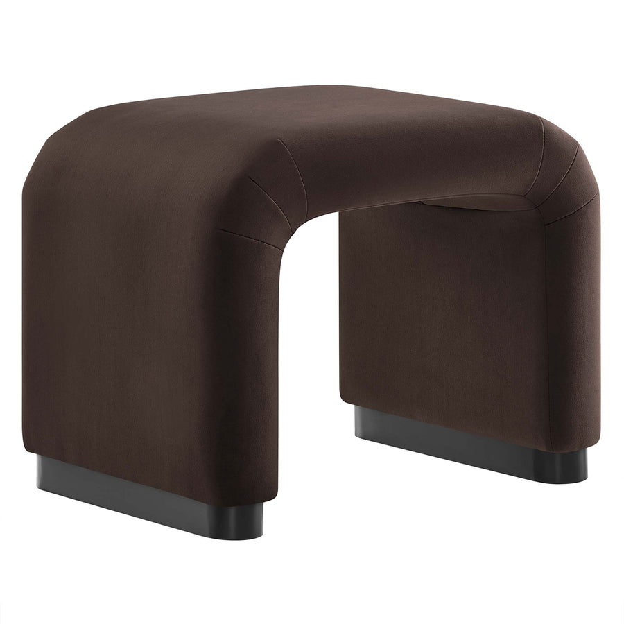 Benzoin Performance Velvet Waterfall Stool in Black Chocolate Brown