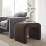 Benzoin Performance Velvet Waterfall Stool in Black Chocolate Brown