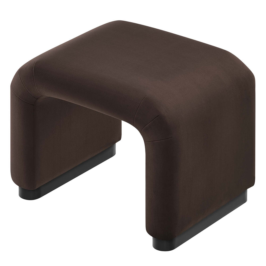 Benzoin Performance Velvet Waterfall Stool in Black Chocolate Brown