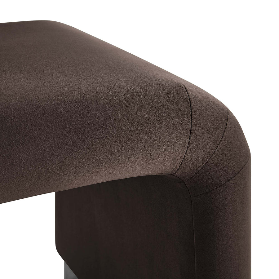 Benzoin Performance Velvet Waterfall Stool in Black Chocolate Brown