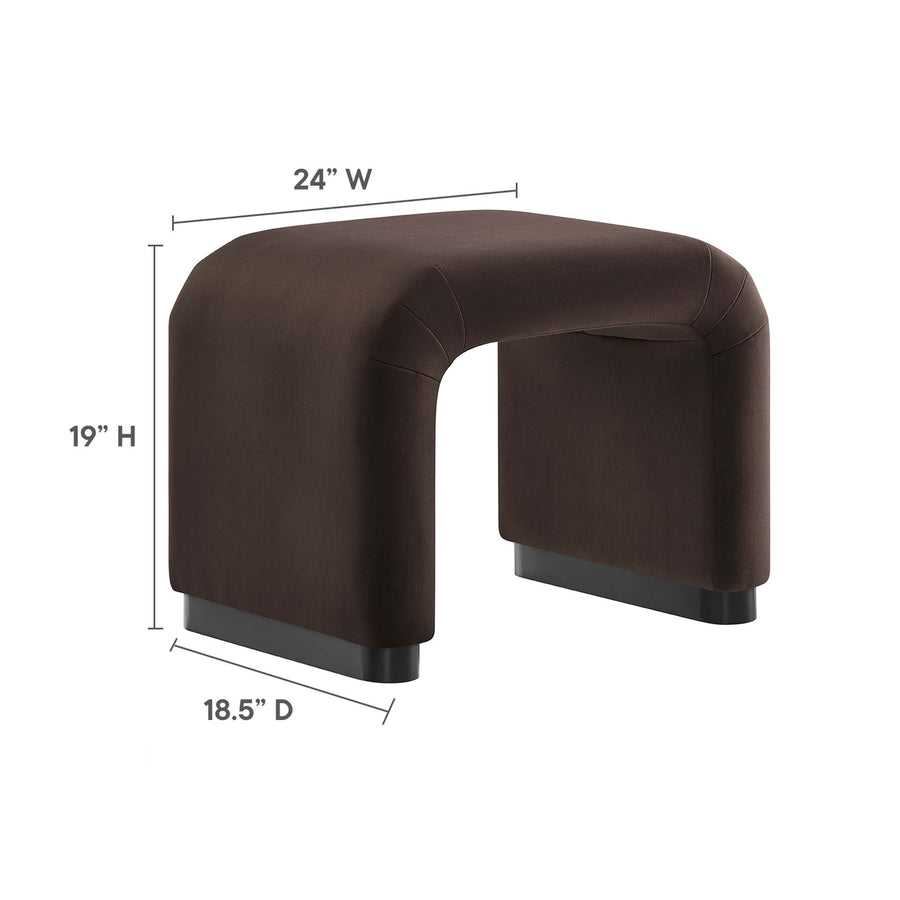 Benzoin Performance Velvet Waterfall Stool in Black Chocolate Brown
