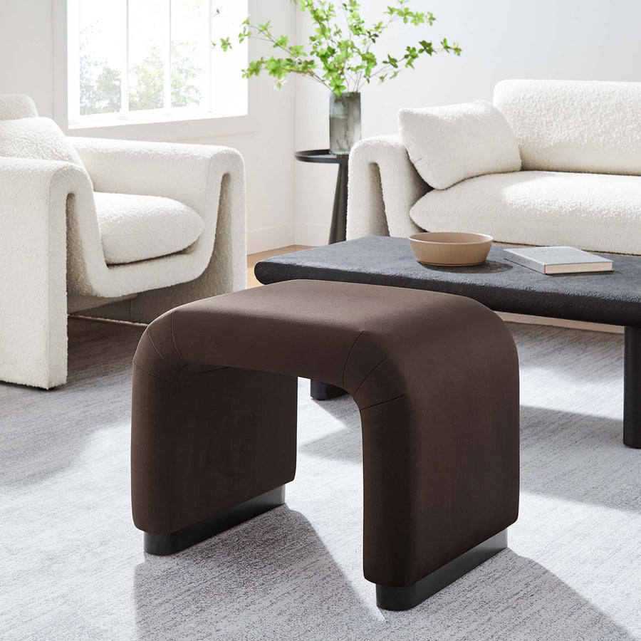 Benzoin Performance Velvet Waterfall Stool in Black Chocolate Brown