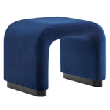 Benzoin Performance Velvet Waterfall Stool in Black Midnight Blue