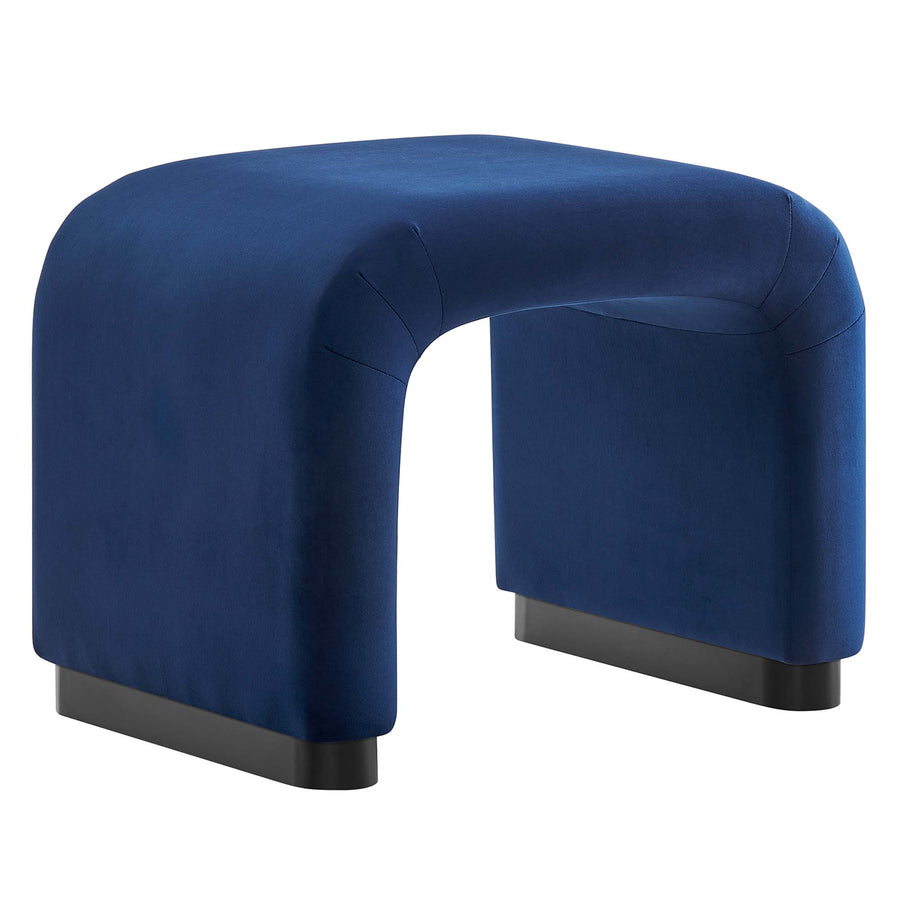 Benzoin Performance Velvet Waterfall Stool in Black Midnight Blue