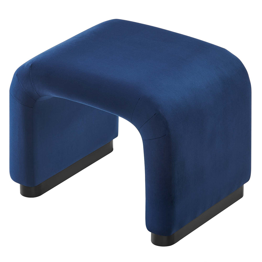 Benzoin Performance Velvet Waterfall Stool in Black Midnight Blue