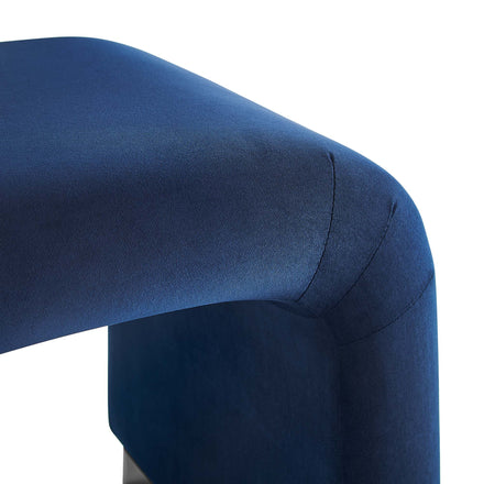 Koda Performance Velvet Waterfall Stool in Black Midnight Blue
