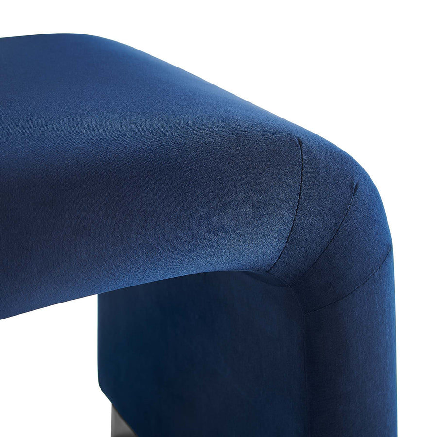 Benzoin Performance Velvet Waterfall Stool in Black Midnight Blue