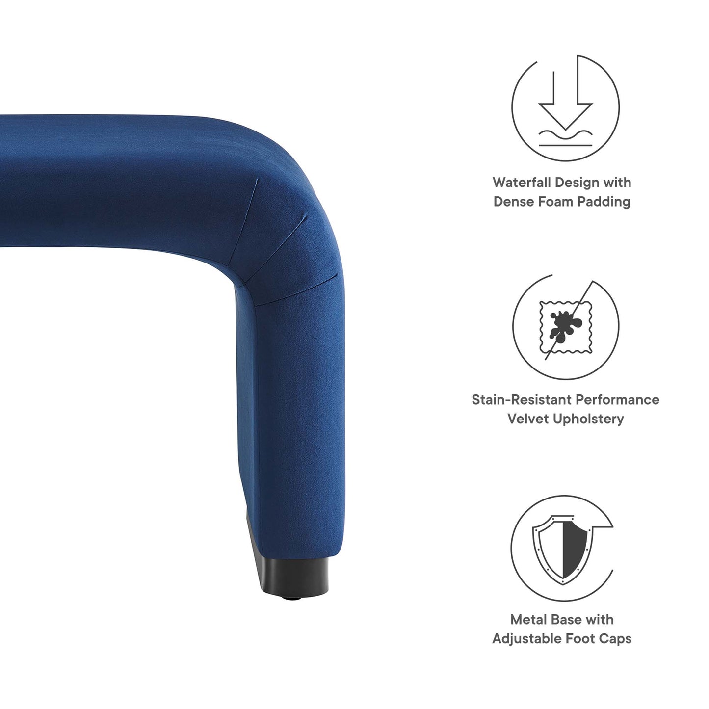 Koda Performance Velvet Waterfall Stool by Furniture For America