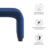 Benzoin Performance Velvet Waterfall Stool in Black Midnight Blue