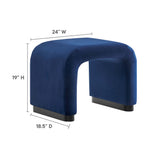 Benzoin Performance Velvet Waterfall Stool in Black Midnight Blue
