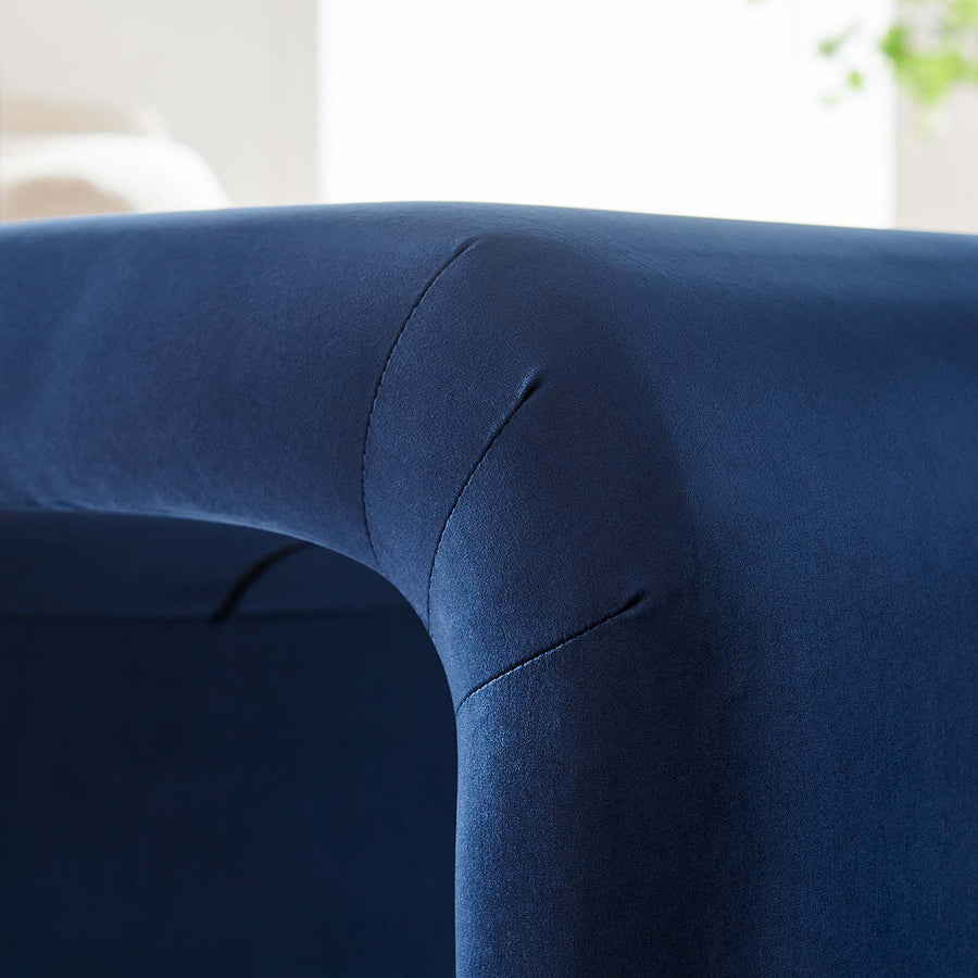 Benzoin Performance Velvet Waterfall Stool in Black Midnight Blue
