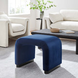 Benzoin Performance Velvet Waterfall Stool in Black Midnight Blue