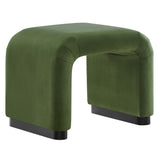 Benzoin Performance Velvet Waterfall Stool in Black Moss Green
