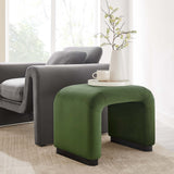 Benzoin Performance Velvet Waterfall Stool in Black Moss Green