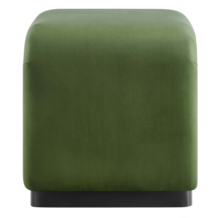 Benzoin Performance Velvet Waterfall Stool in Black Moss Green