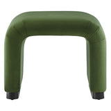 Benzoin Performance Velvet Waterfall Stool in Black Moss Green