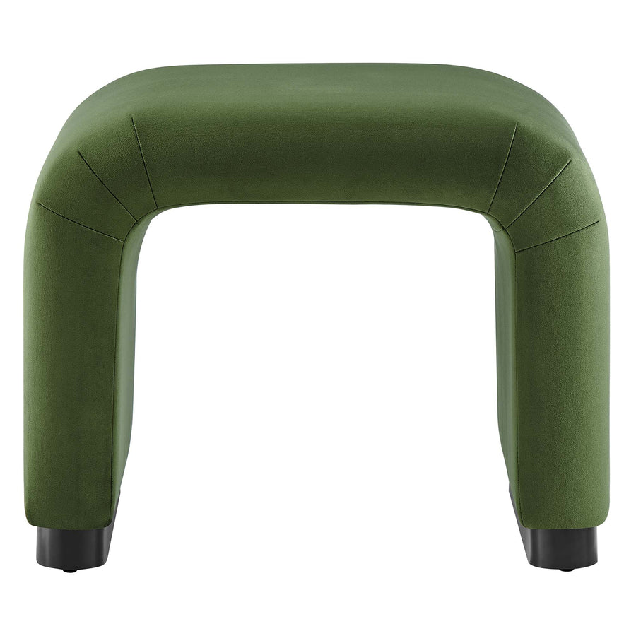 Benzoin Performance Velvet Waterfall Stool in Black Moss Green