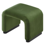 Benzoin Performance Velvet Waterfall Stool in Black Moss Green