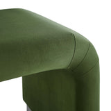 Benzoin Performance Velvet Waterfall Stool in Black Moss Green