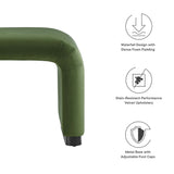 Benzoin Performance Velvet Waterfall Stool in Black Moss Green