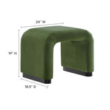 Benzoin Performance Velvet Waterfall Stool in Black Moss Green