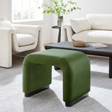 Benzoin Performance Velvet Waterfall Stool in Black Moss Green