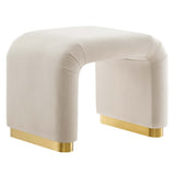 Benzoin Performance Velvet Waterfall Stool in Brass Almond