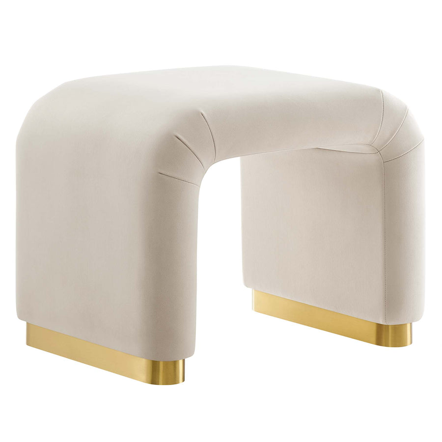 Benzoin Performance Velvet Waterfall Stool in Brass Almond