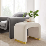 Benzoin Performance Velvet Waterfall Stool in Brass Almond