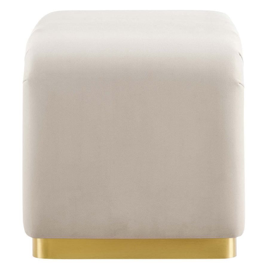 Benzoin Performance Velvet Waterfall Stool in Brass Almond