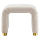 Benzoin Performance Velvet Waterfall Stool in Brass Almond
