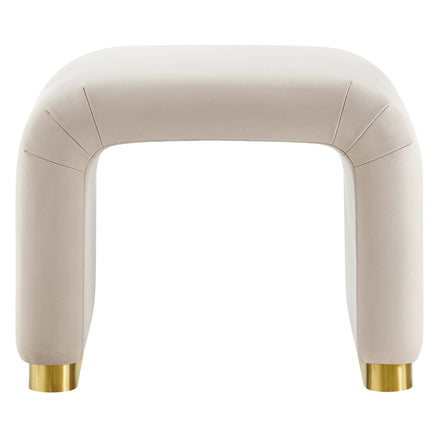 Koda Performance Velvet Waterfall Stool in Brass Almond