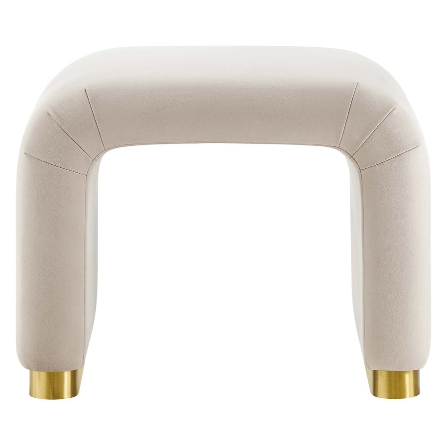 Benzoin Performance Velvet Waterfall Stool in Brass Almond