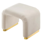 Benzoin Performance Velvet Waterfall Stool in Brass Almond
