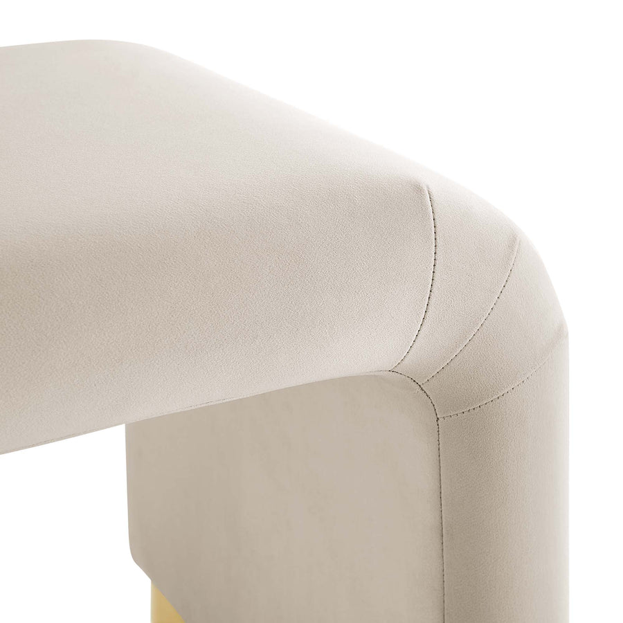 Benzoin Performance Velvet Waterfall Stool in Brass Almond