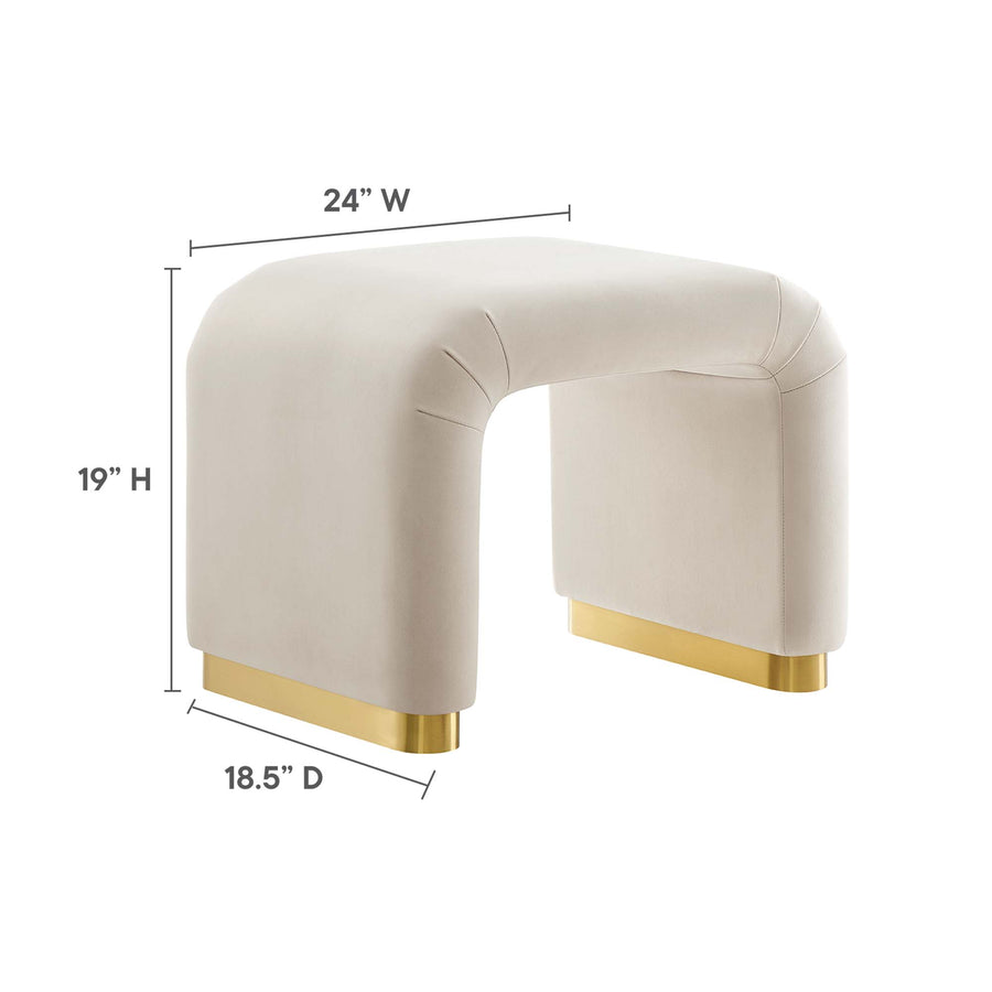 Benzoin Performance Velvet Waterfall Stool in Brass Almond
