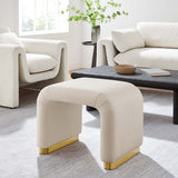 Benzoin Performance Velvet Waterfall Stool in Brass Almond
