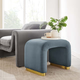 Benzoin Performance Velvet Waterfall Stool in Brass Cadet Blue