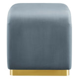 Benzoin Performance Velvet Waterfall Stool in Brass Cadet Blue