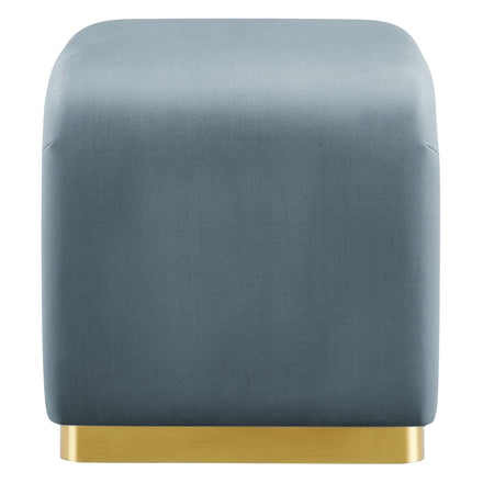 Koda Performance Velvet Waterfall Stool in Brass Cadet Blue