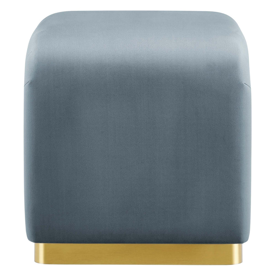 Benzoin Performance Velvet Waterfall Stool in Brass Cadet Blue