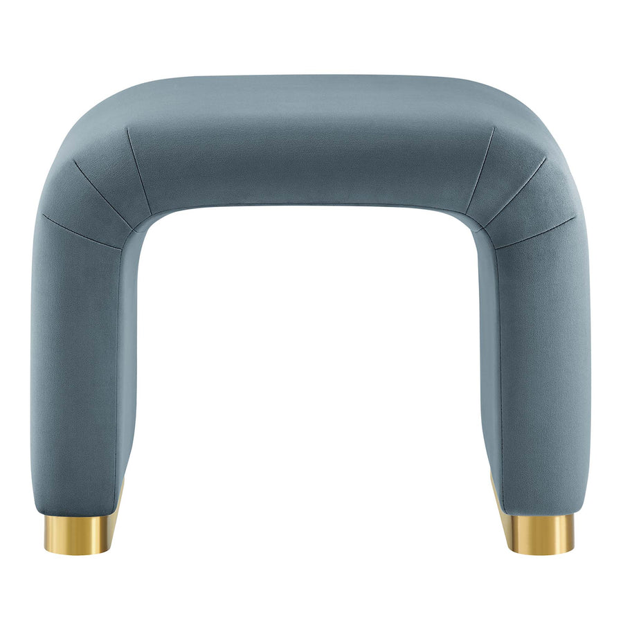 Benzoin Performance Velvet Waterfall Stool in Brass Cadet Blue