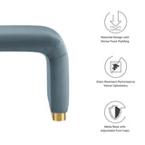 Benzoin Performance Velvet Waterfall Stool in Brass Cadet Blue