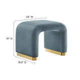 Benzoin Performance Velvet Waterfall Stool in Brass Cadet Blue