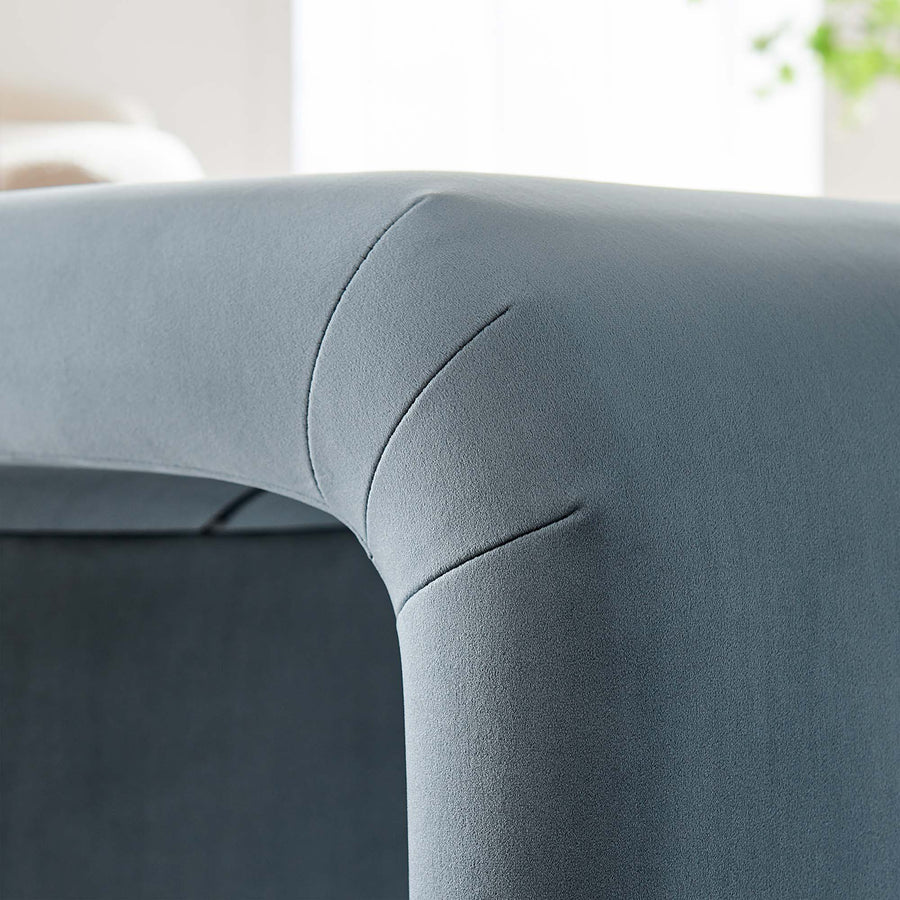 Benzoin Performance Velvet Waterfall Stool in Brass Cadet Blue